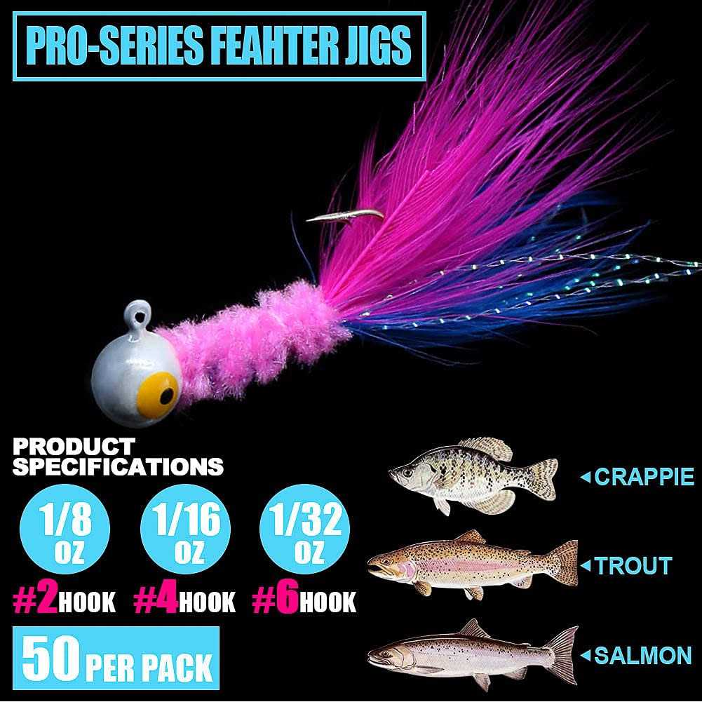 Marabou Feather Hair Jigs for Crappie Fishing Kit a7k