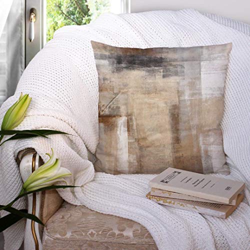 Brown and Grey Decorative Throw Pillow Covers for Couch, Set of 2, 12x20 Inches Q543