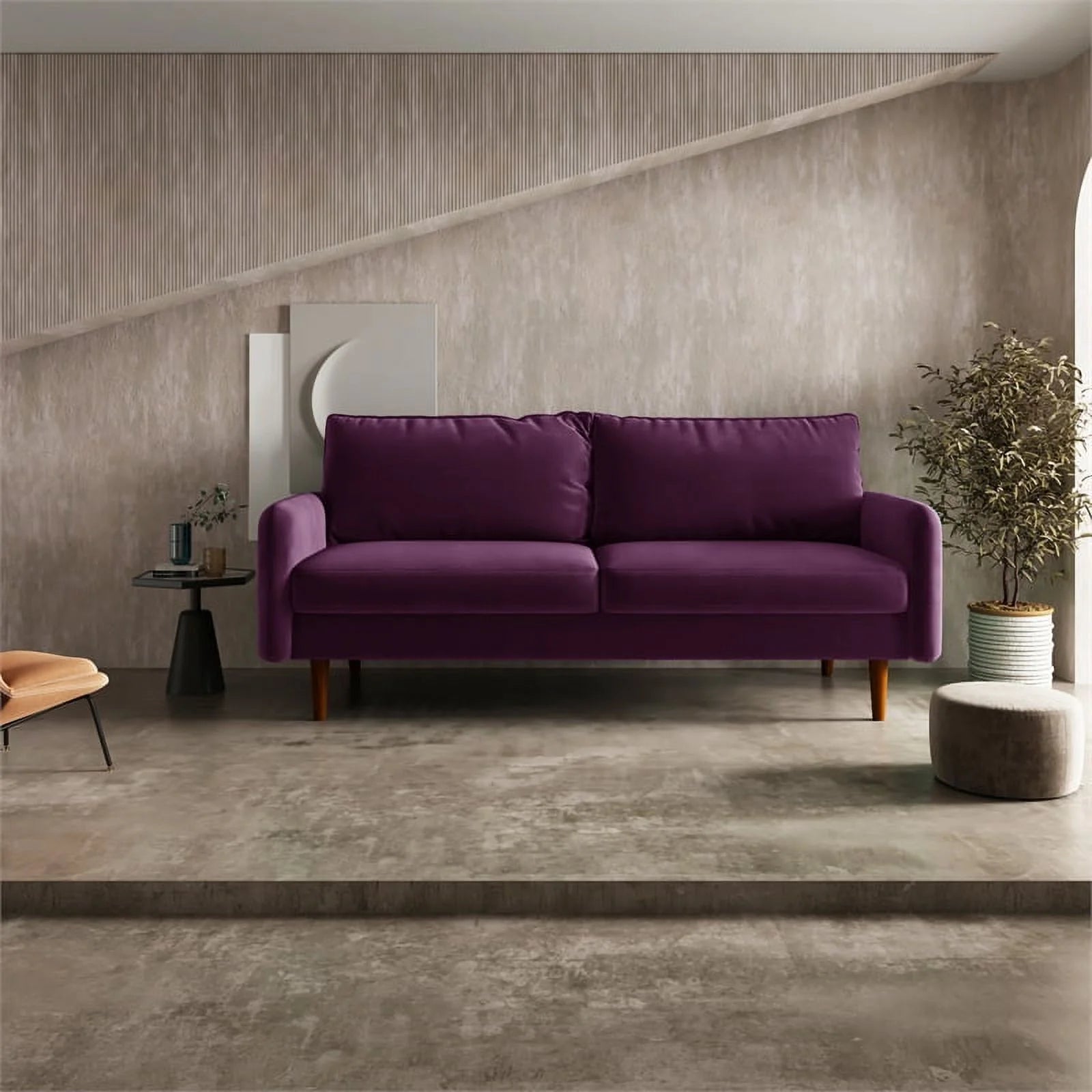 Pemberly Row Contemporary 70" Velvet Sofa Purple A197