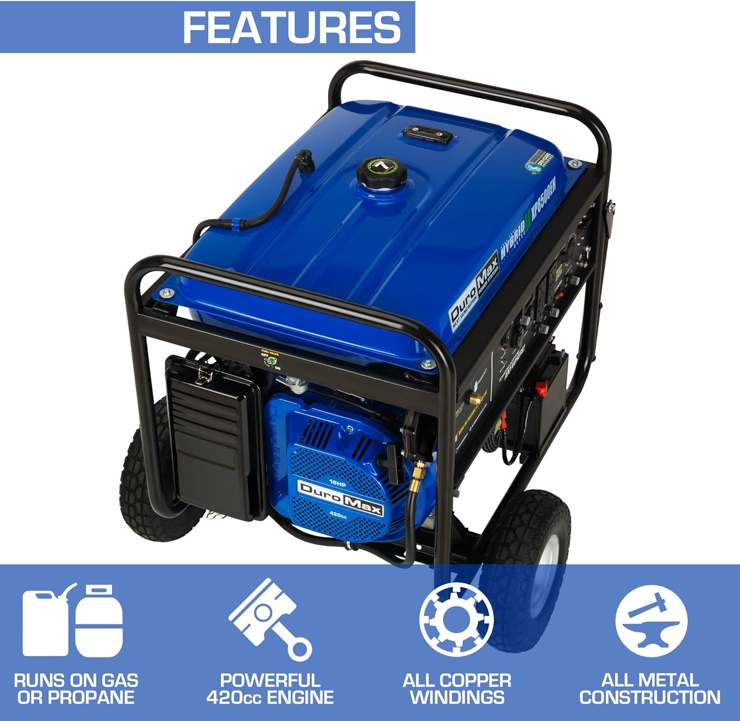 Dual Fuel Portable Generator 4400 Watt Electric Start Camping RV Ready a7