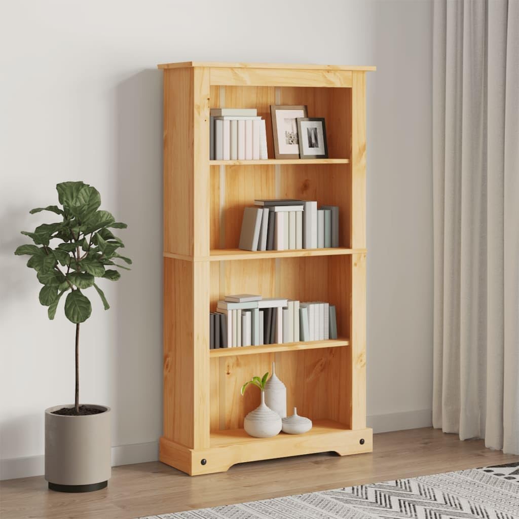 4-Tier Bookcase Mexican Pine Corona Range Book Shelf Book Cabinet Home Furniture 31.9"x11.4"x59"