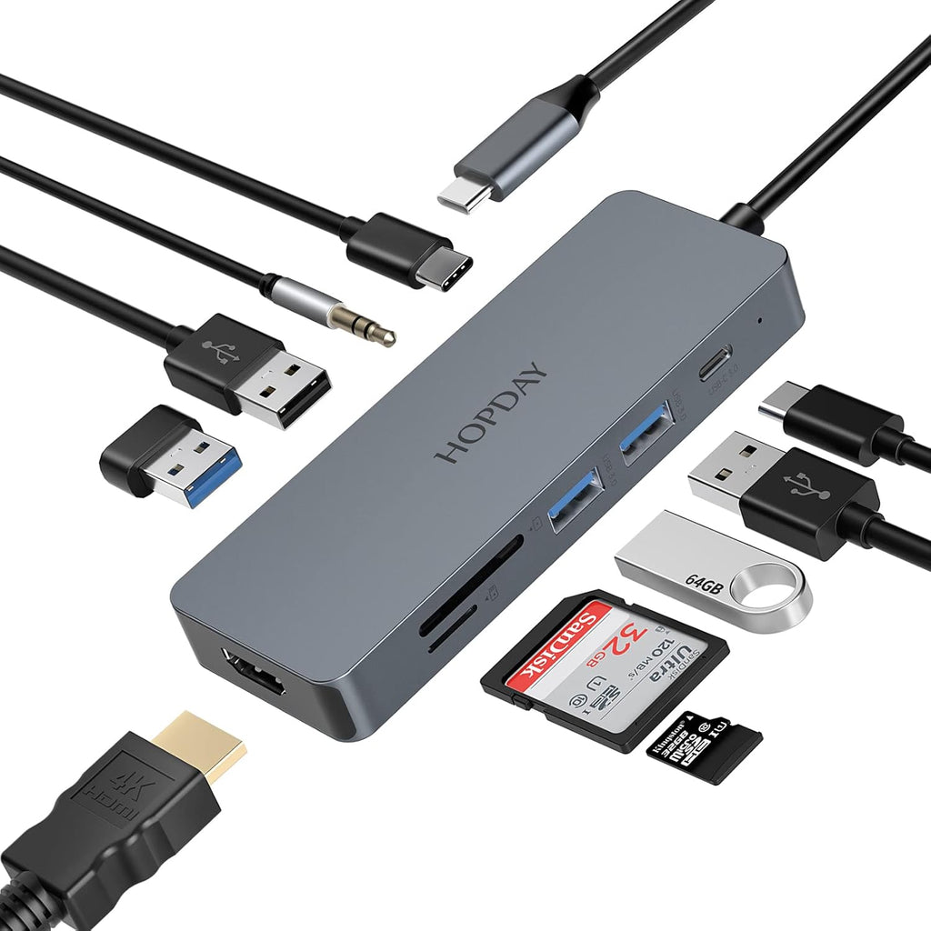 Dual Display USB C Docking Station 10 in 1 with HDMI VGA PD Ethernet SD TF Audio USB A7k