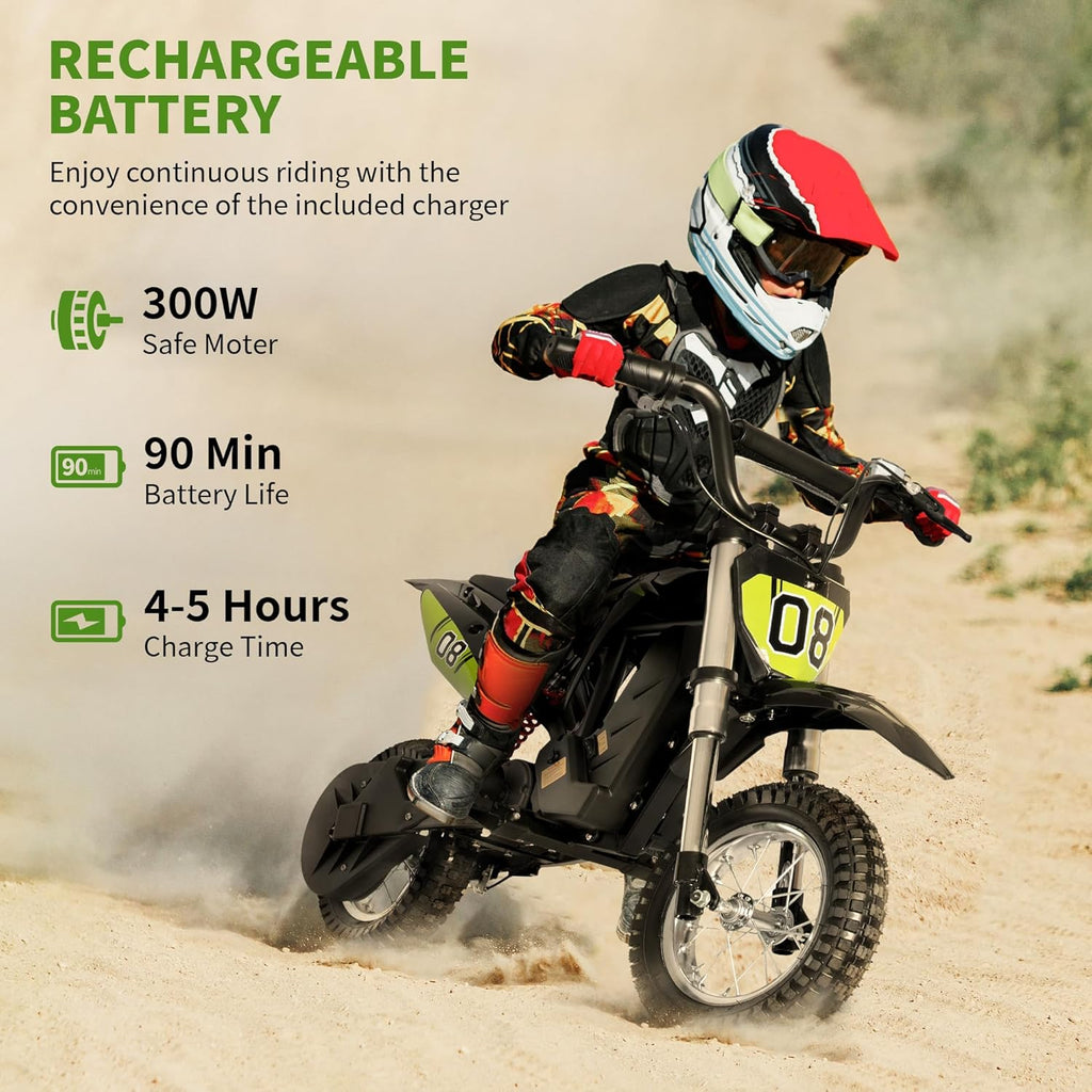 36V 300W Kids Electric Dirt Bike Ride on Motorcycle for Ages 5-10 M6348