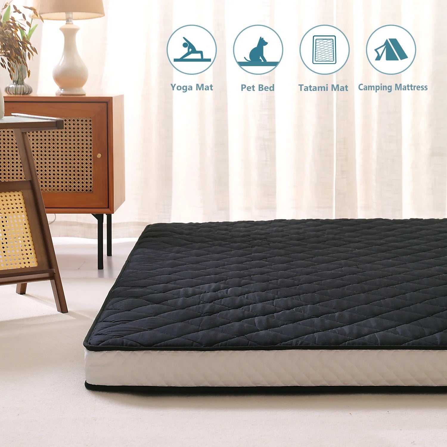 LILYPELLE Futon Mattress, Queen, Gray P479864