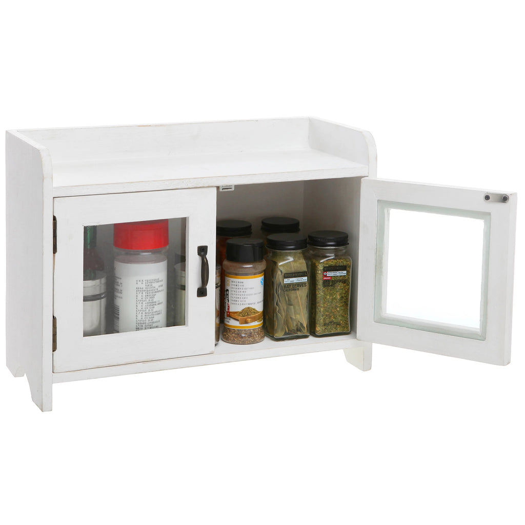 MyGift Antique White Wood Countertop Cabinet Organizer Z63801