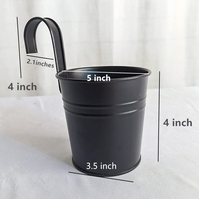Hanging Flower Pots for Indoor Outdoor Plants with Hooks 5 Pack Black k7m