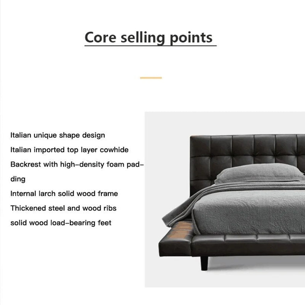 Nordic CAMA Modern King Size Bed Frame Black Leather Wooden H746
