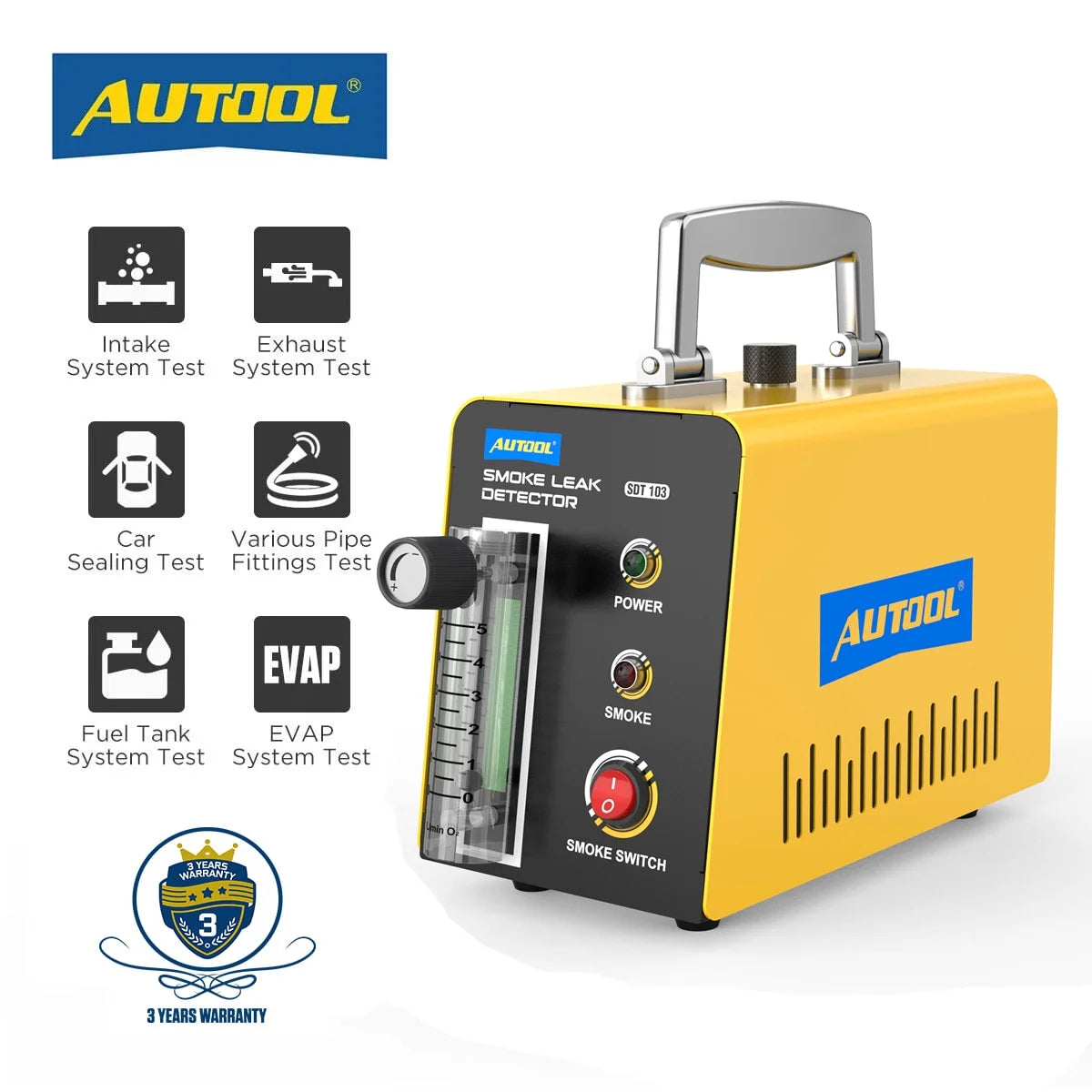 AUTOOL Car EVAP Smoke Machine Leak Tester, Automotive Smoke Leak Detector, DC12V Car Fuel Pressure Gauge Tester, Smoke Machine for Automotive Truck