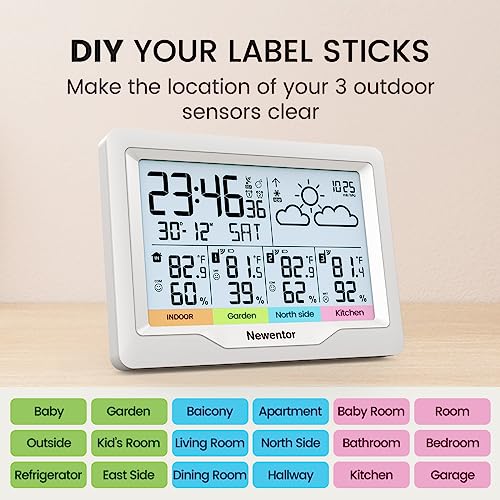 Newentor Wireless Indoor Outdoor Weather Station with Atomic Clock, Black X336