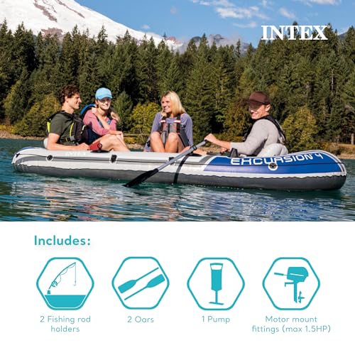 INTEX Excursion Inflatable Boat with Oars and High-Output Pump A61247