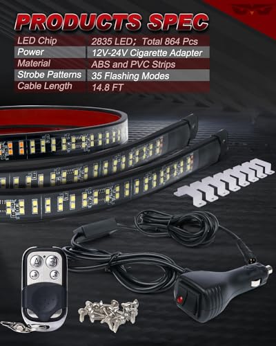 LUMENIX 70 Inch Emergency Strobe Light Bar with Wireless Remote for Trucks Z97709