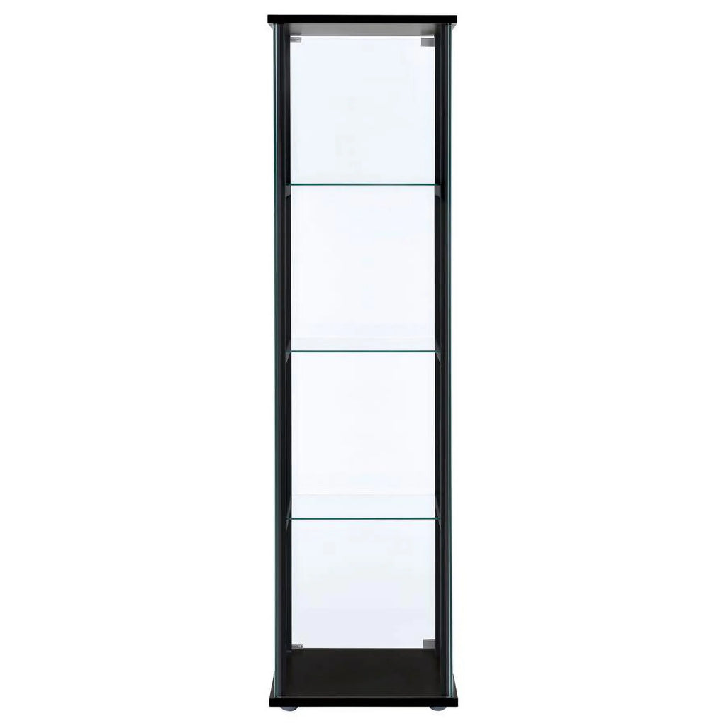 Black Wood Glass 4 Shelf Curio Display Cabinet N312339