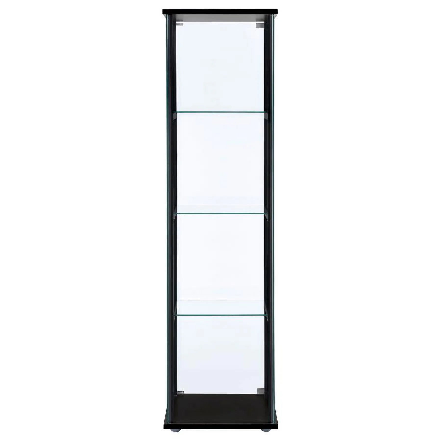 Black Wood Glass 4 Shelf Curio Display Cabinet N312339
