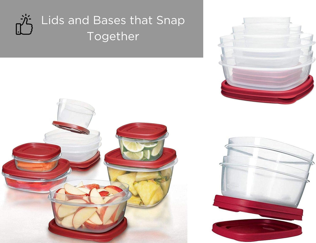 Rubbermaid Easy Find Lids Food Storage Containers 28 Piece Set, Red J944101