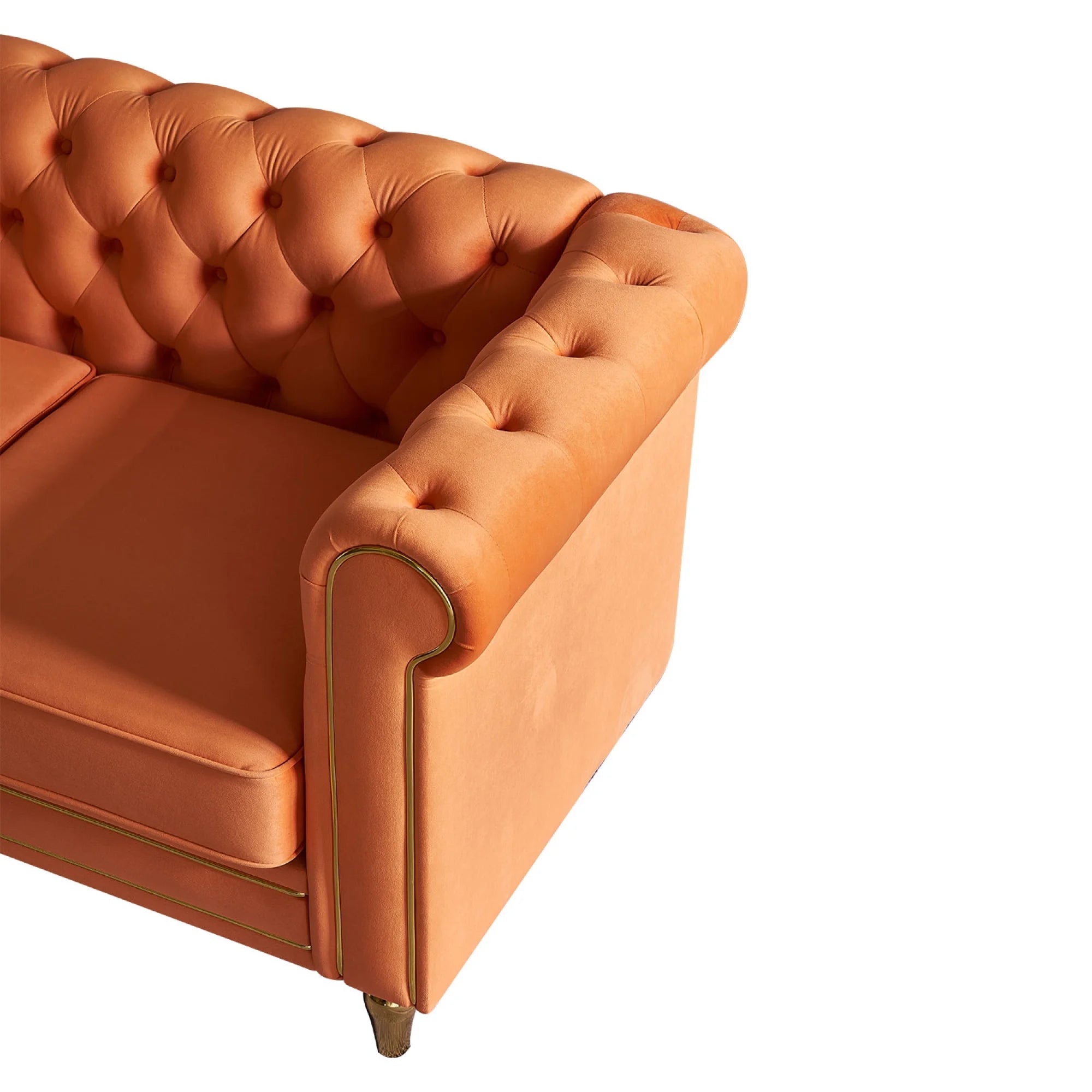 Chesterfield Velvet Sofa 84.65 inch Orange Q225847