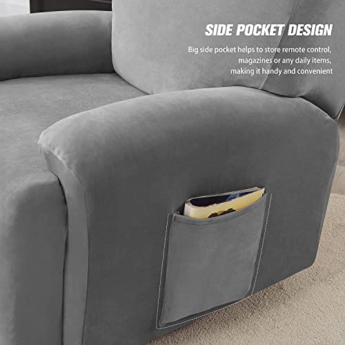 Recliner Chair Slipcover 4-Piece Stretch Soft with Side Pocket I990515