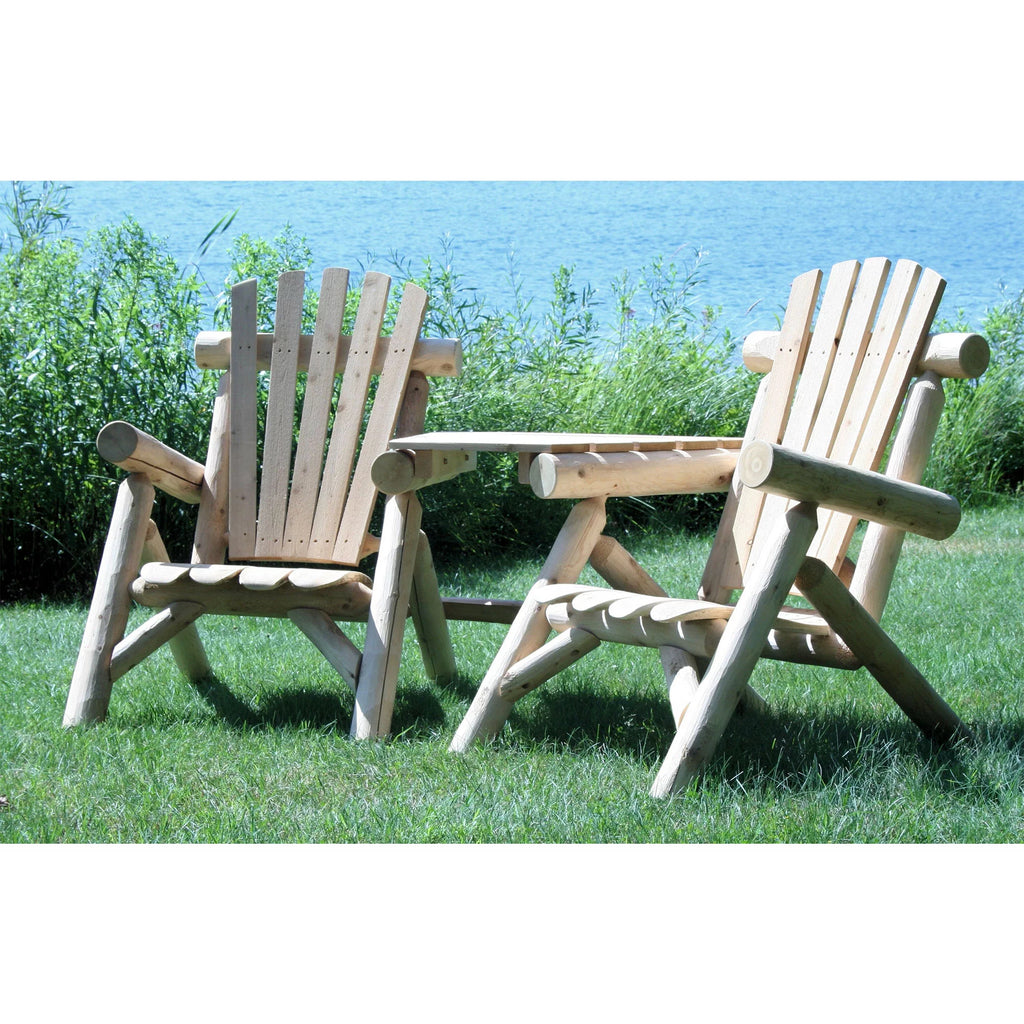 Lakeland Mills Rustic Patio White Cedar Log Tete Chairs, Natural B170