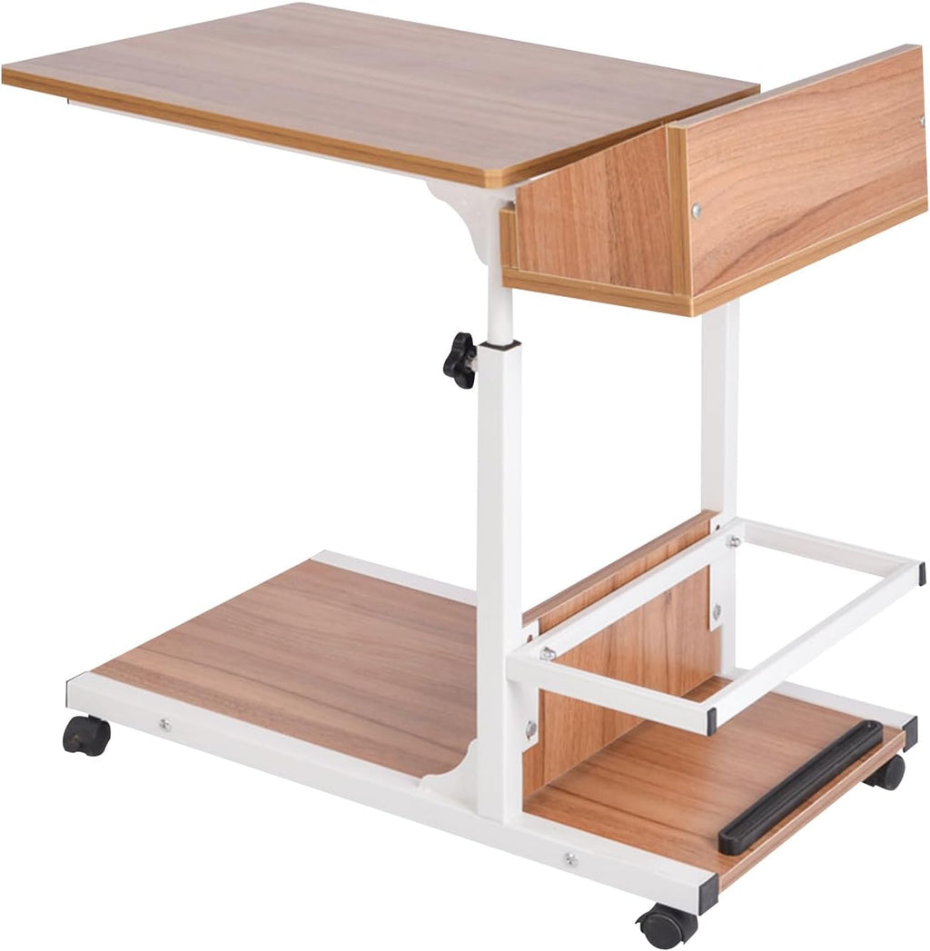 Adjustable Over Bed Table with Drawer and Wheels a7