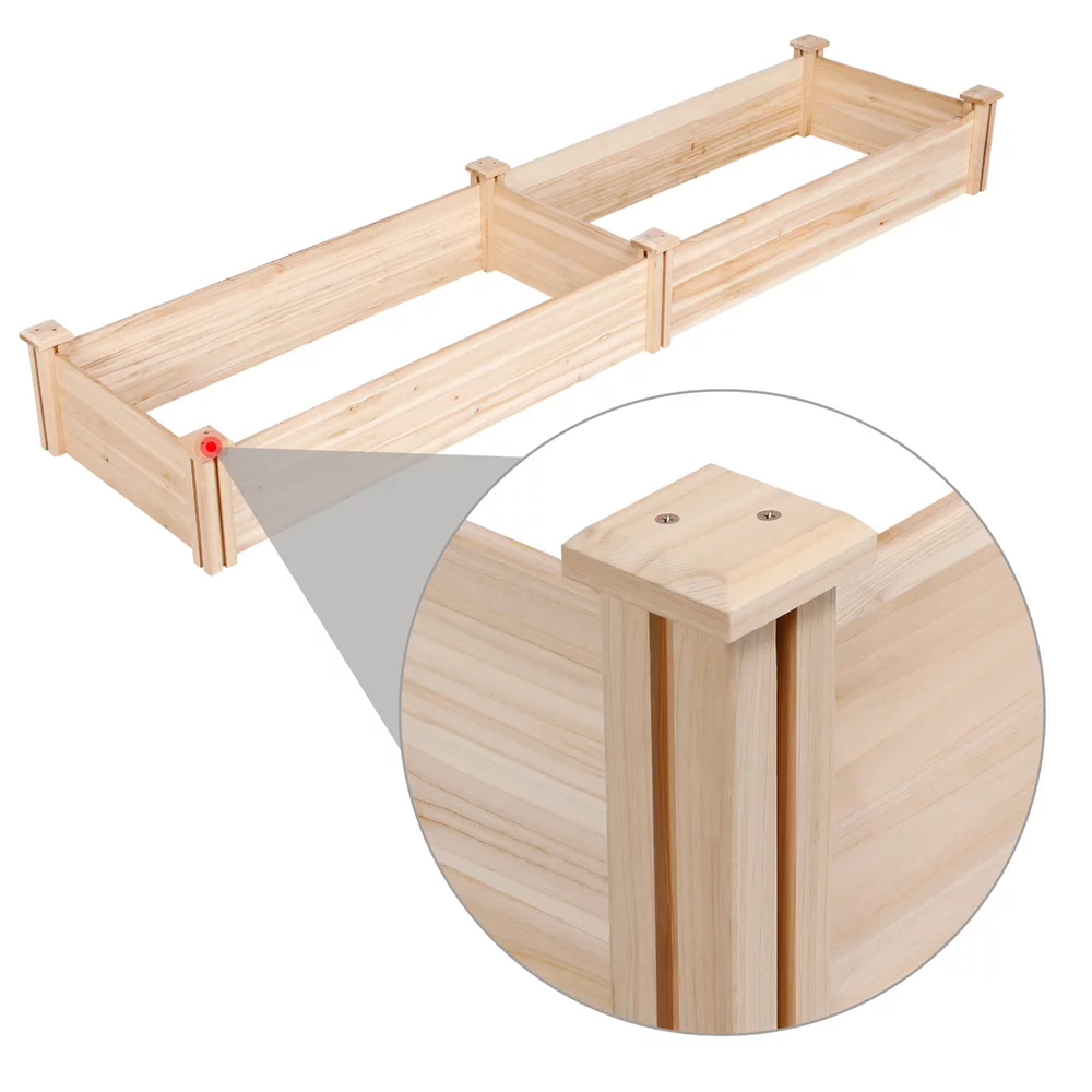 Easyfashion Wooden Raised Garden Bed, 96.7 x 24.6 x 10.6 inch, Natural Wood H225