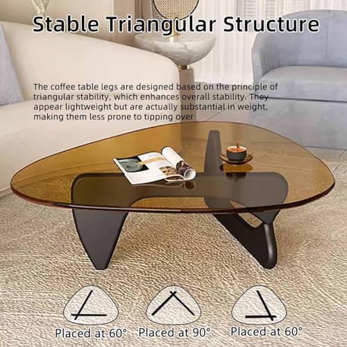 Triangle Glass Coffee Table with Solid Wood Base I69032
