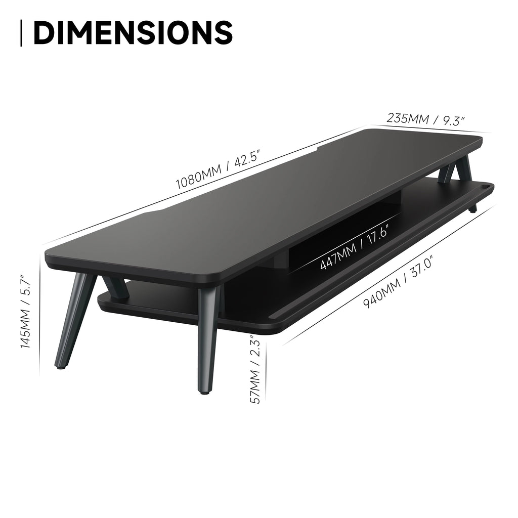 Monitor Stand Riser for 2 Monitors, 42.5 Inch Desk Shelf with Storage Organizer k7p