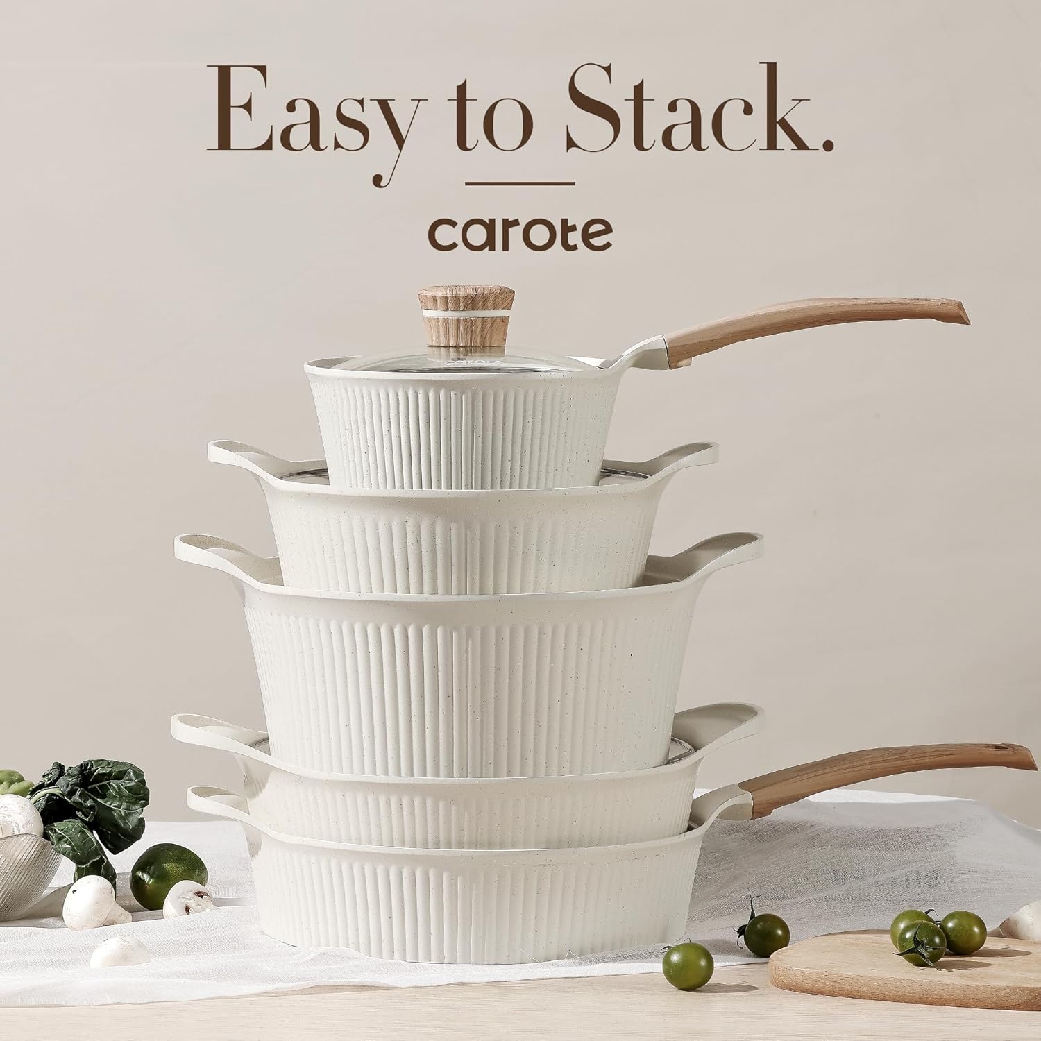 CAROTE Pots and Pans, Non Stick Cookware Set, 12 Pcs, Compatible with All Stovetops K465