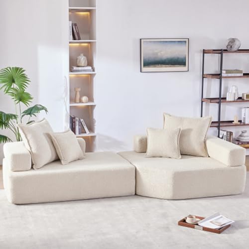 103.5'' Lightweight Module Combination Style Sofa Set,Modern Oversized Sectional Foam Sofa,futon Sleeper Couch Bed,4 Seat,No Wooden Frame,for Living Room,Gray