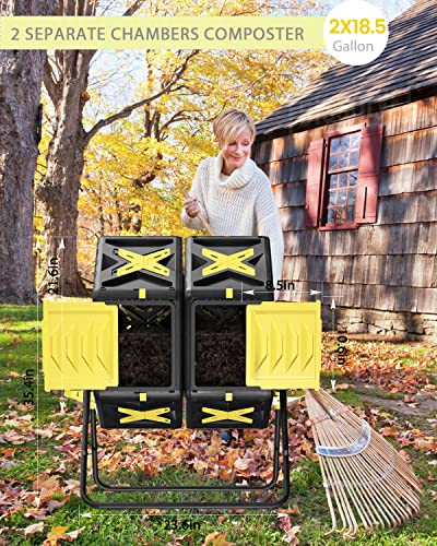 Tumbling Compost Bin 18.5 Gal Outdoor Rotating Composter k7