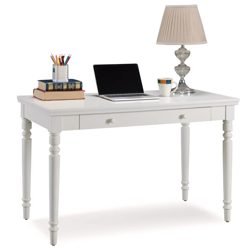 Leick Home Turned Leg Writing Desk with Keyboard Drawer, Cottage White W17296