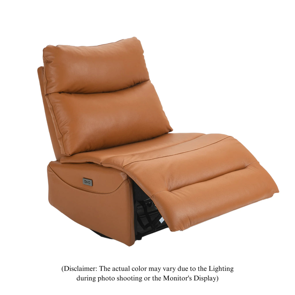 JUUXO Genuine Leather Power Recliner Extra Wide No Armrests 350 lbs I40598