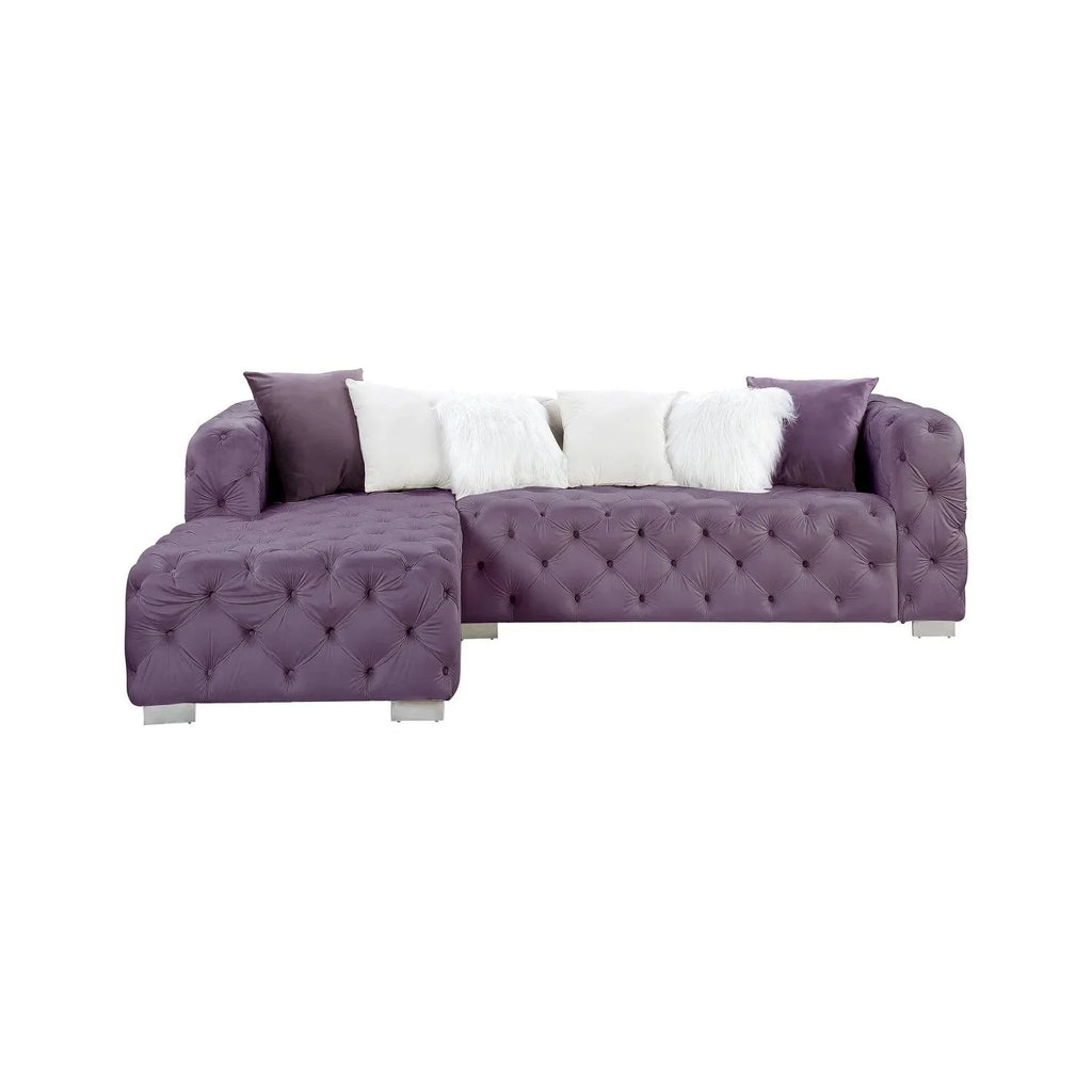 Acme Qokmis Purple Velvet Sectional Sofa O404363