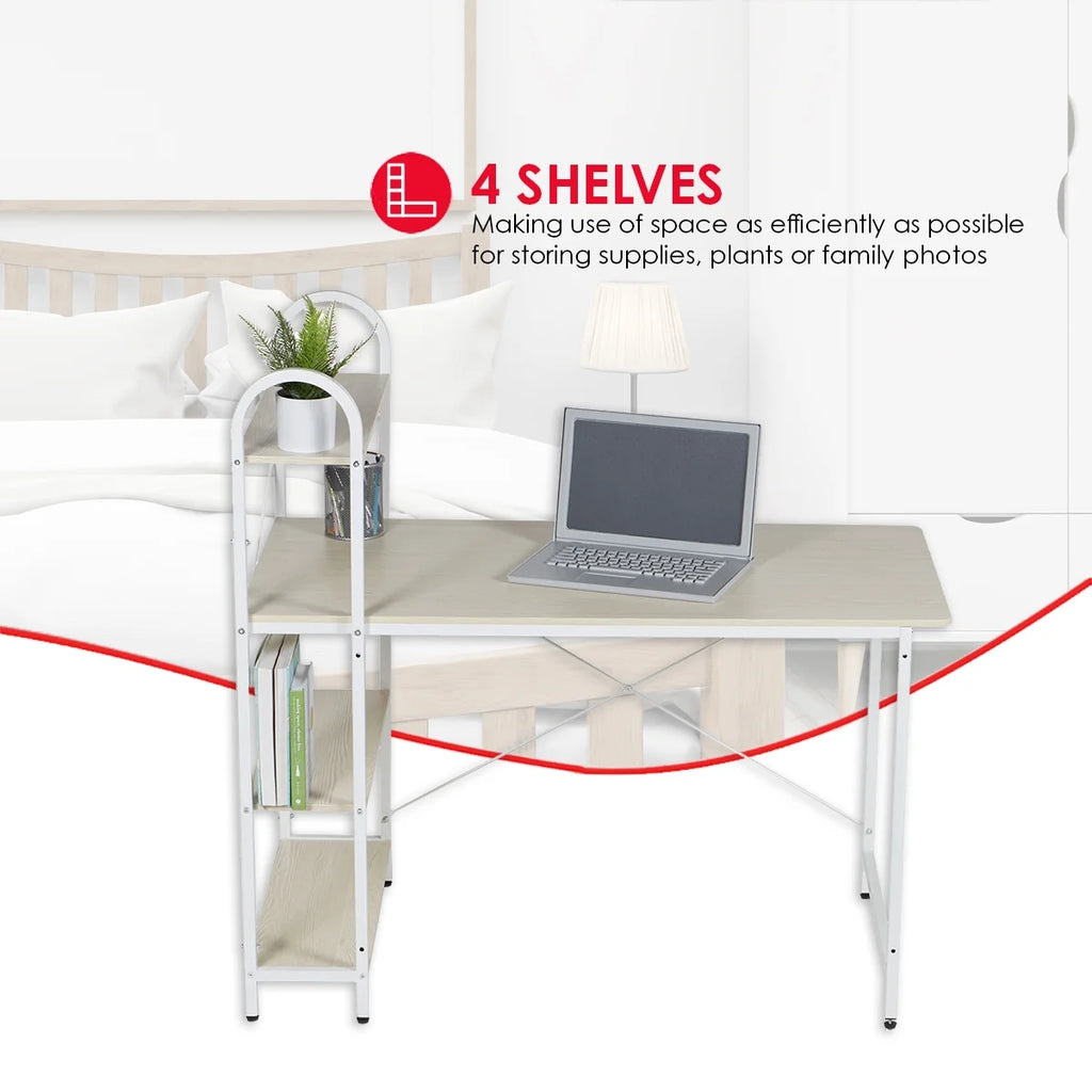 Home Basics Computer Desk with Shelves, Oak/White L451732