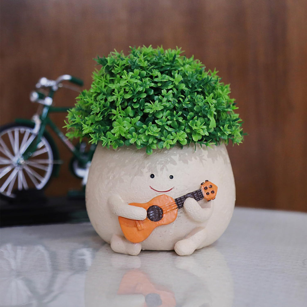 Face Planter Pots Cute Flower Planters for Indoor Outdoor Plants, Smiley Guitar Head Succulent Pots with Drainage Hole, Unique Gifts on Mother's Day, Birthday, Christmas