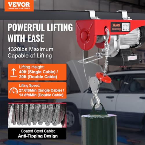 Electric Hoist 2200 lbs 110V Wireless Remote Control k7