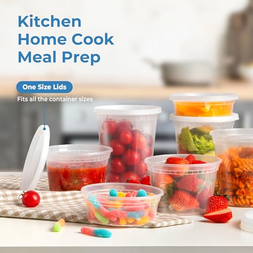 Fit Meal Prep 32 oz Deli Containers with Lids, Airtight Leakproof Round Food Storage, 24 Pack Q782