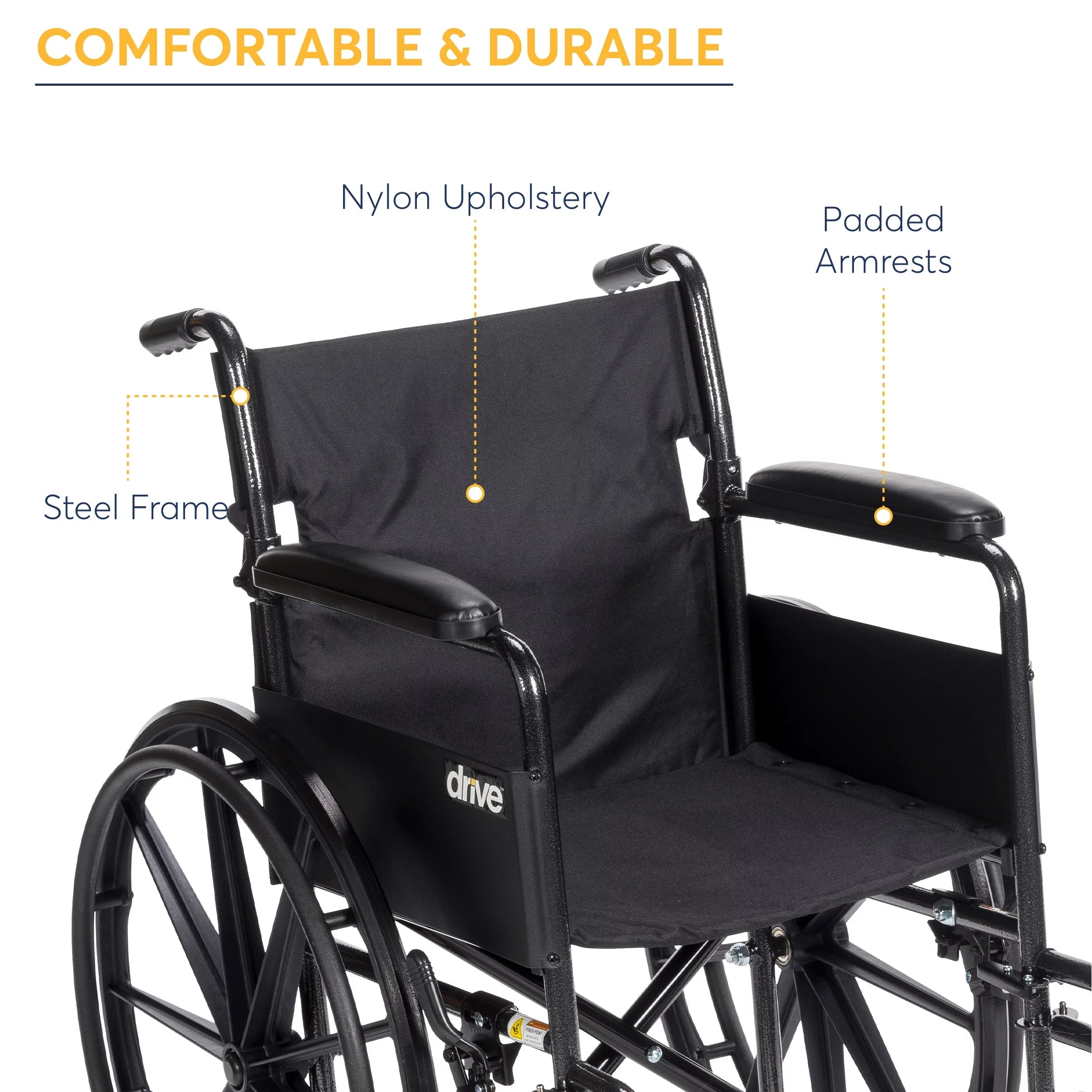 Drive Medical Silver Sport 1 Wheelchair with Full Arms and Swing Away Footrest U145565