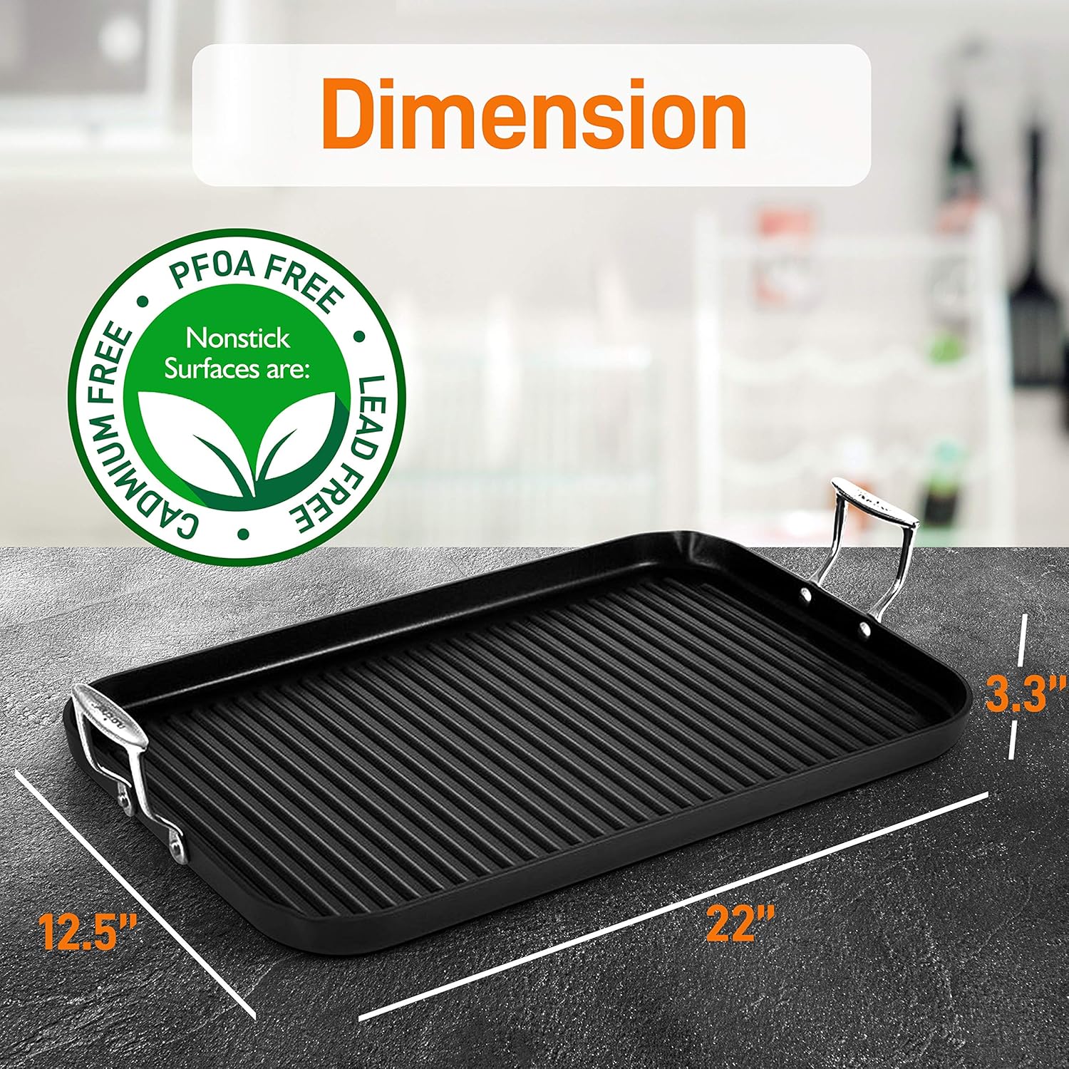 NutriChef 20"x13" Double Burner Nonstick Grill & Griddle Pan V704292