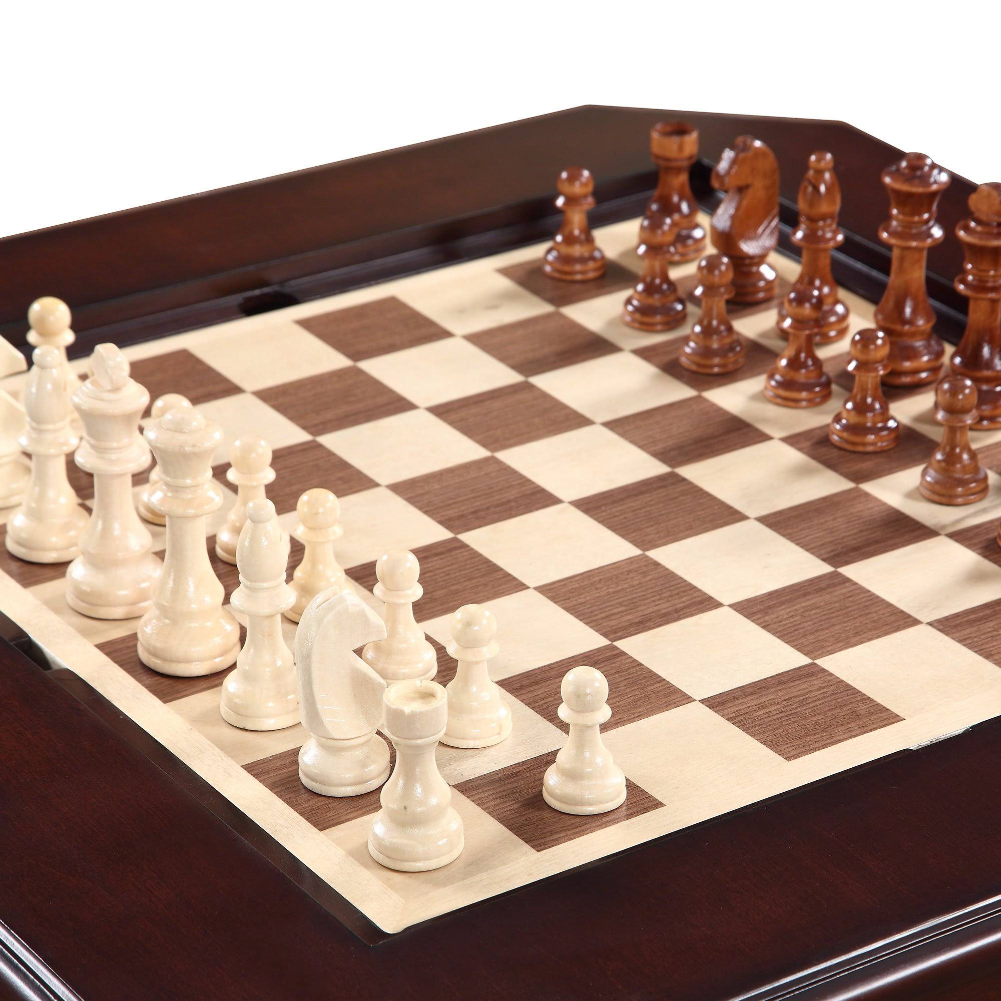 Chess Checkers Backgammon Pedestal Game Table Set Mahogany k7
