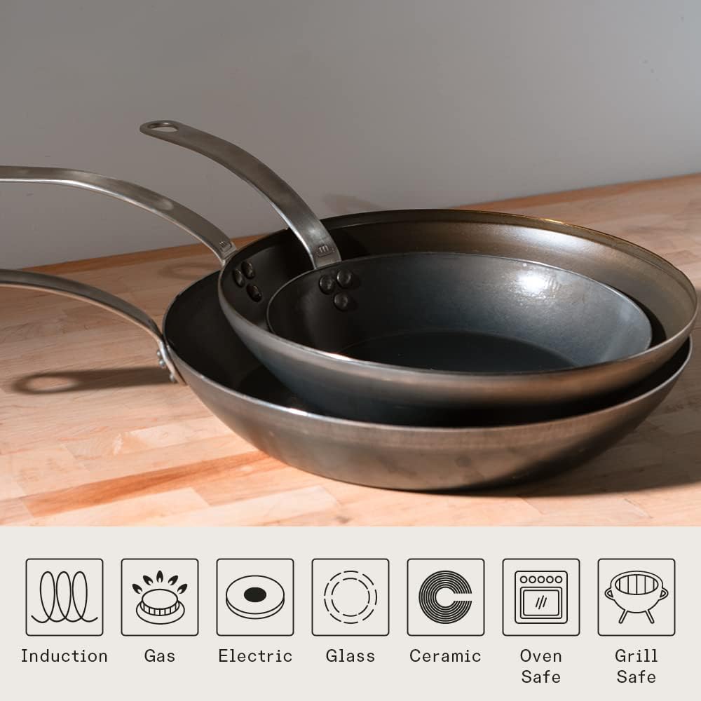 Made In Cookware 3-Piece Blue Carbon Steel Frying Pan Set, Induction Compatible L749406