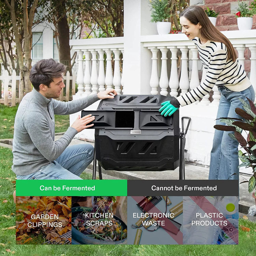 VIVOSUN Dual Rotating Tumbling Composter 43 Gallon Black O946846