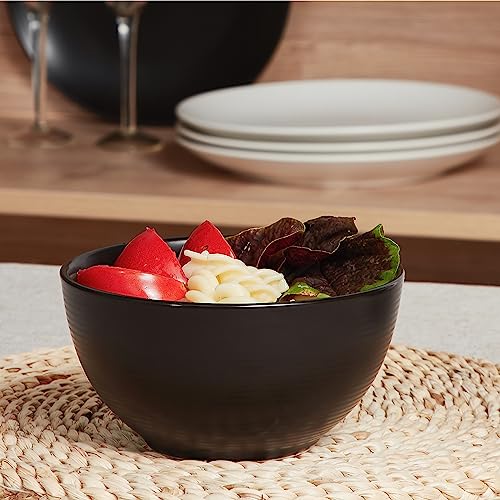 ONEMORE Cereal Bowls Set of 6, 28 oz Ceramic, Black W39410