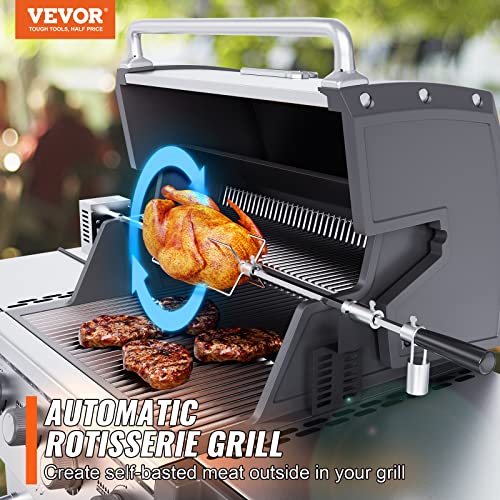 VEVOR Universal Grill Rotisserie Kit, Electric BBQ Motor, Stainless Steel, 32"/39" Spit Rod N3215