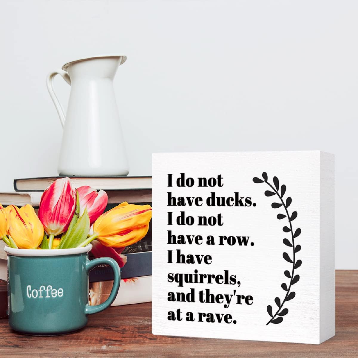 Funny Wood Box Sign I Do Not Have Ducks Desk Décor for Office J695