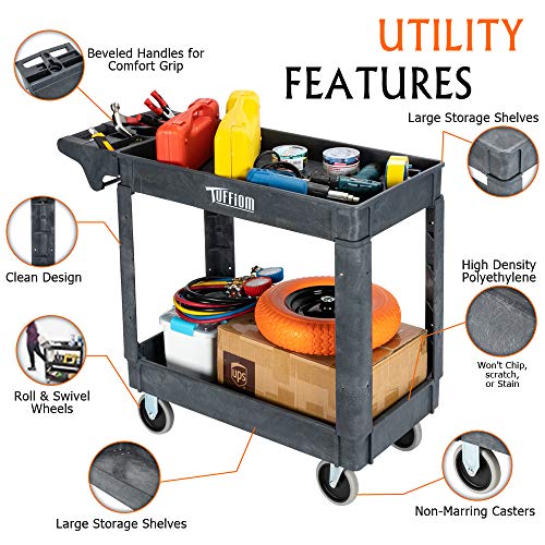 Plastic Utility Cart with Wheels Heavy Duty 3-Tier Storage a7