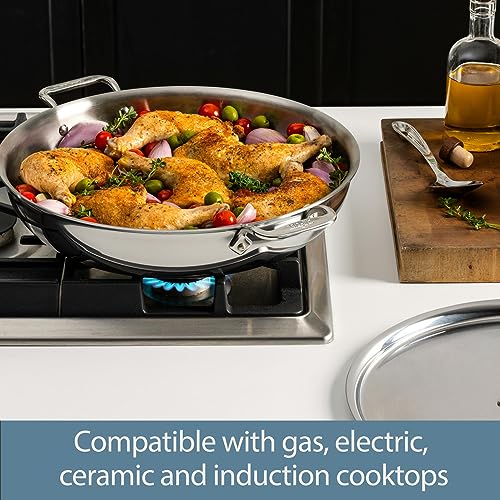 All-Clad D3 3-Ply Stainless Steel Large Frying Pan 7 Quart, Induction Safe O435