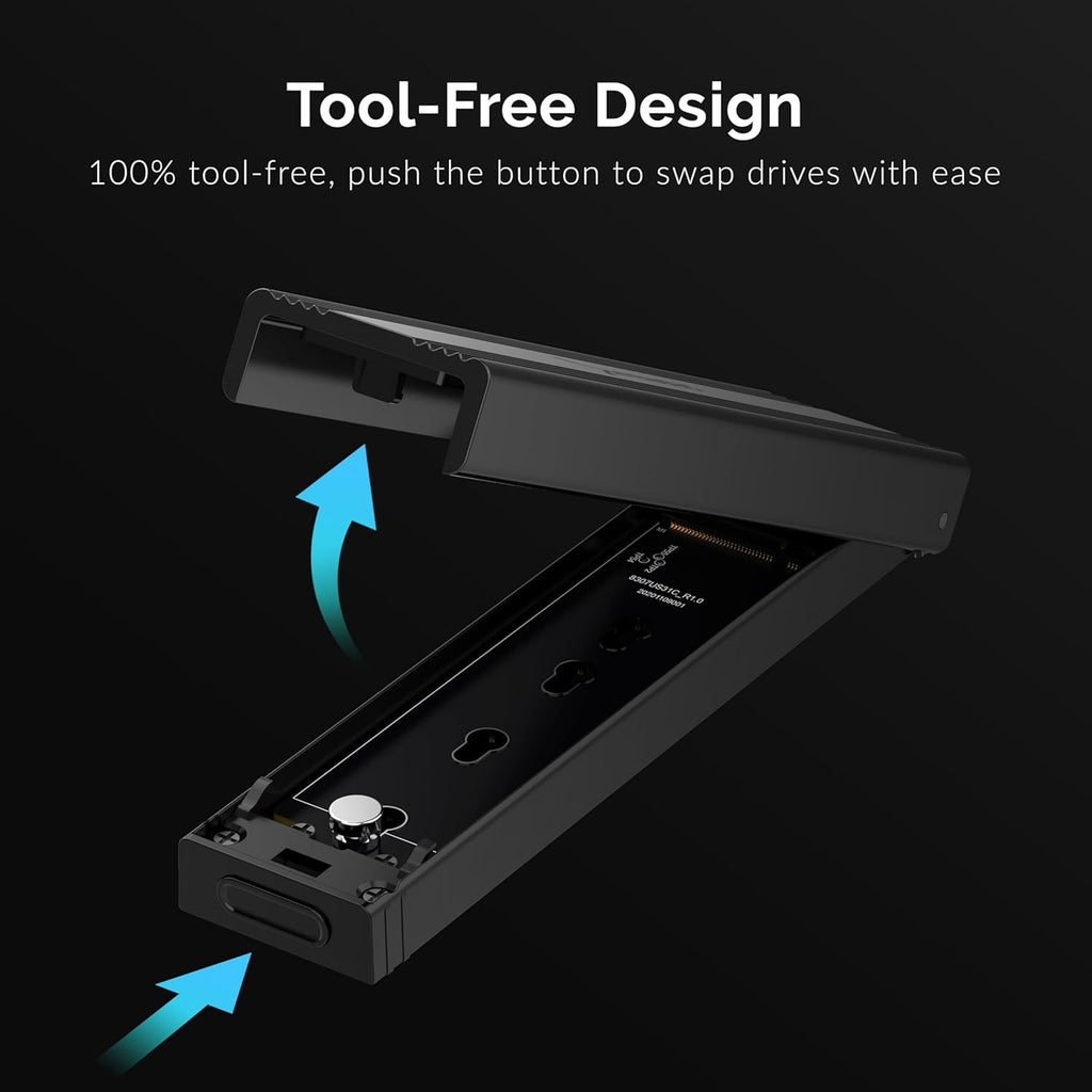SABRENT USB 3.2 10Gbps Type C Tool Free Enclosure for M.2 PCIe NVMe and SATA SSDs B336