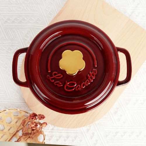 2QT Cast Iron Dutch Oven with Star Knob, Red X9935