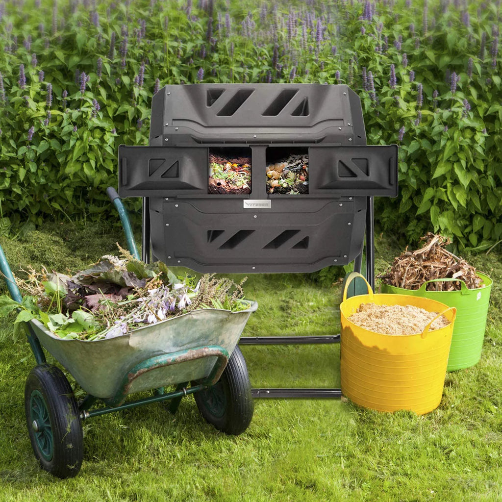 VIVOSUN Dual Rotating Tumbling Composter 43 Gallon Black O946846