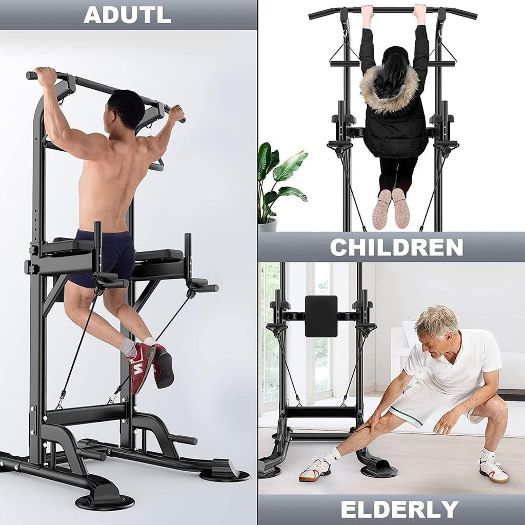 Pull Up Bar Dip Station Adjustable Height Home Gym 7k