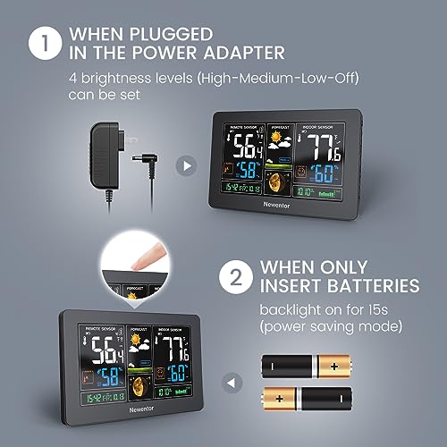 Newentor Weather Station Wireless Indoor Outdoor with 2 Remote Sensors, Black J94148